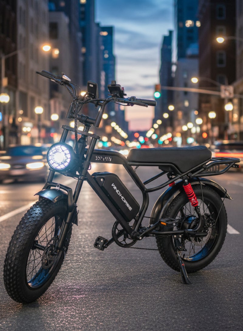 ويندهورس دراجة كهربائية ويند هورس V8 بقوة 1000 واط | بطارية 48V 18Ah | سرعة 60 كم/س | إطارات عريضة مع نظام تعليق مزدوج - Image 5